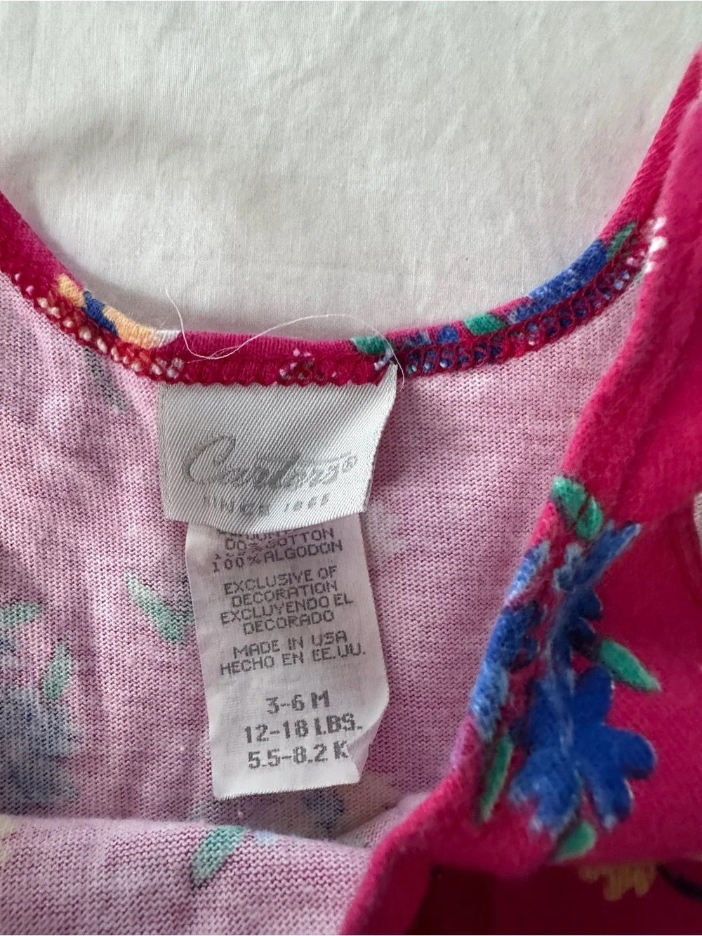 Vintage Carter's Pink Floral Bubble Romper 3-6M